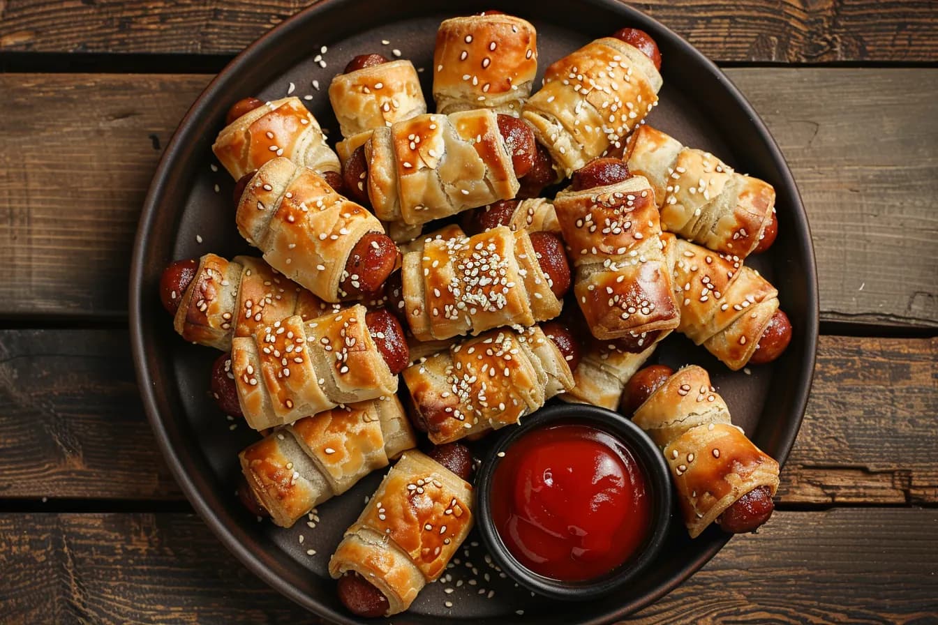 Mini worstjes in bladerdeeg met cheddar