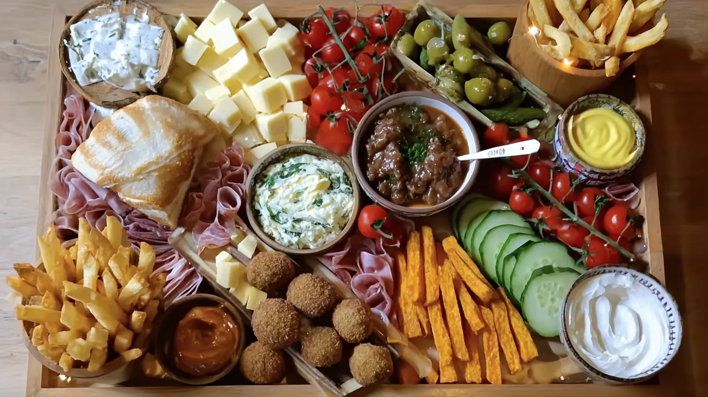 Kids borrelplank met bitterballen en friet