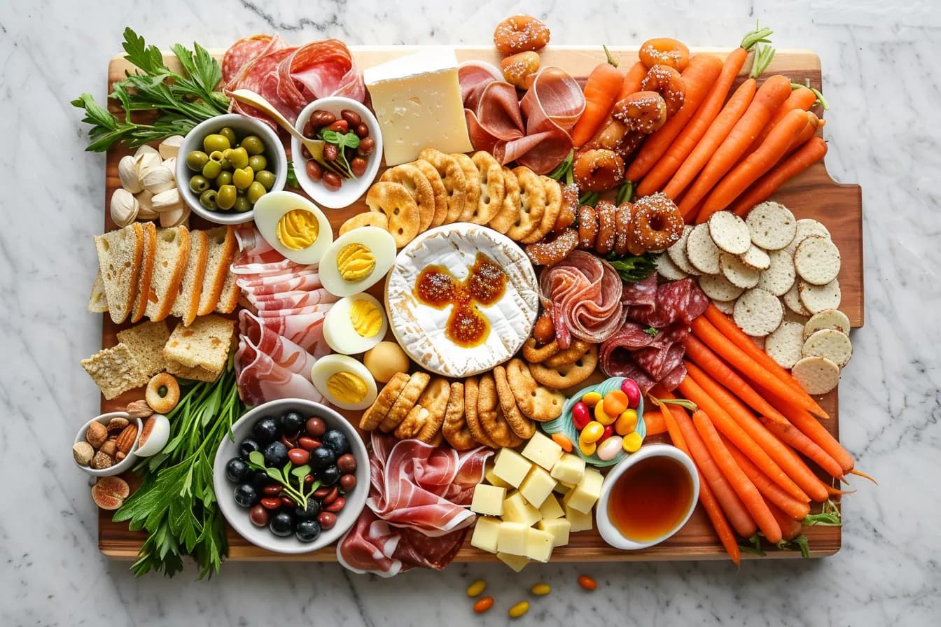 Paas borrelplank met brie en gevulde eieren