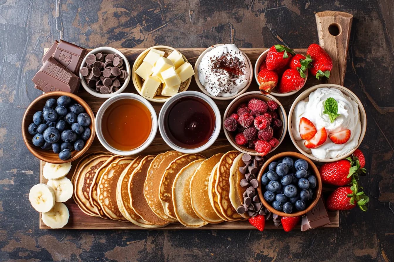 Pannenkoekenplank met fruit en toppings
